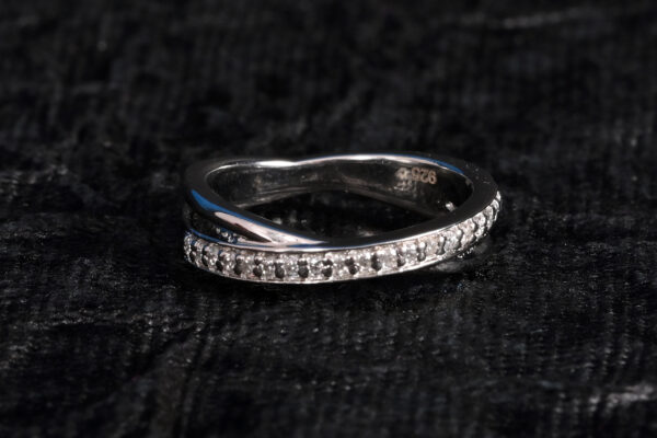 Silver Twirl Moissanite Ring