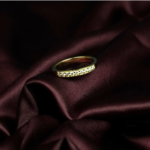 Golden Moissanite Half Band Ring