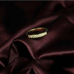 Golden Moissanite Half Band Ring