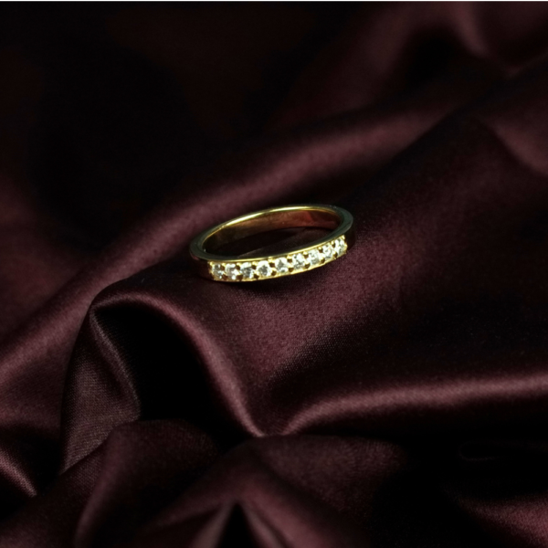 Golden Moissanite Half Band Ring