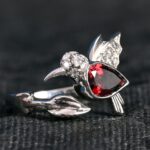 Natural Garnet Humming Bird Ring