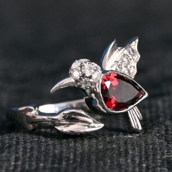 Natural Garnet Humming Bird Ring