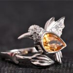 Citrine Humming Bird Ring