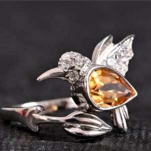 Citrine Humming Bird Ring