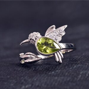 Peridot Humming Bird Ring