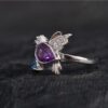 Natural Amethyst Humming bird ring