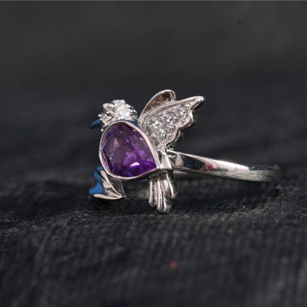 Natural Amethyst Humming bird ring