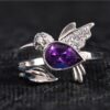 Natural Amethyst Humming bird ring