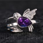 Natural Amethyst Humming bird ring