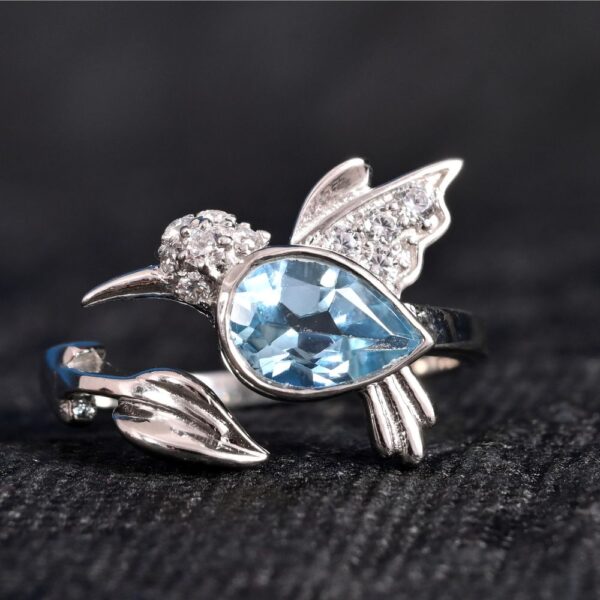Blue Topaz Humming Bird Ring