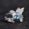 Blue Topaz Humming Bird Ring