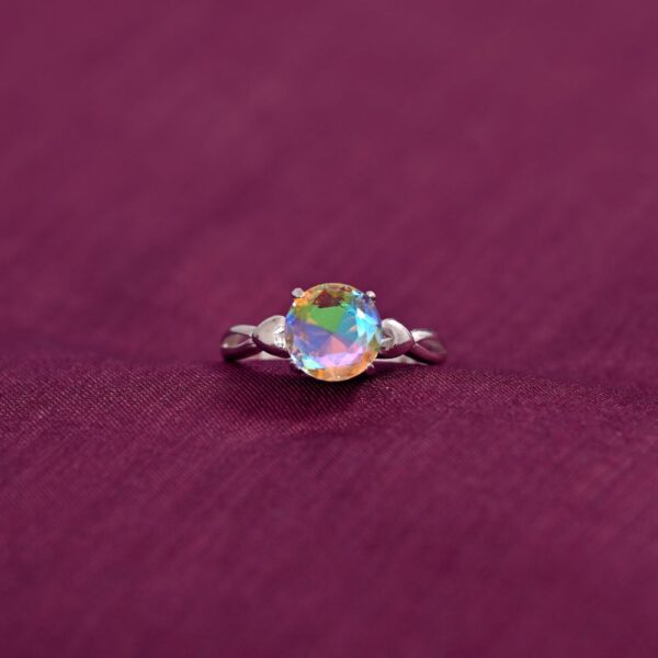 A multihued silver ring