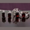 Natural Garnet Square Cut Set