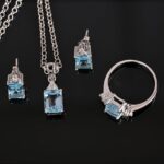 Natural Blue Topaz Pendant sets
