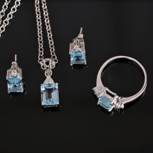 Natural Blue Topaz Pendant sets