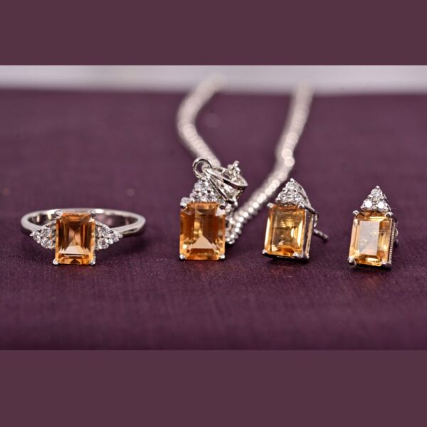 Natural Citrine Square cut set