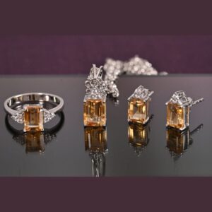 Natural Citrine Square cut set