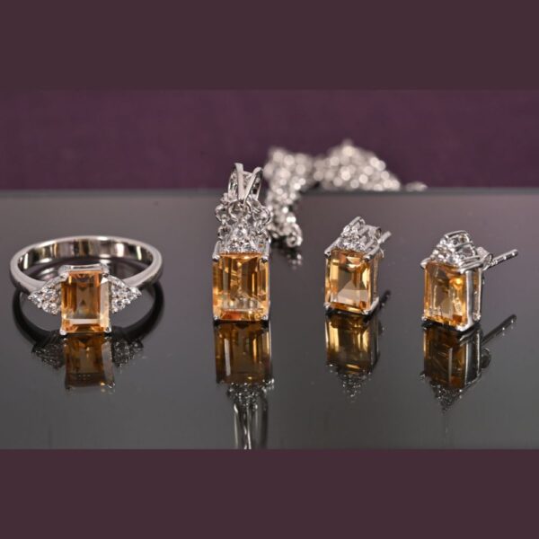 Natural Citrine Square cut set